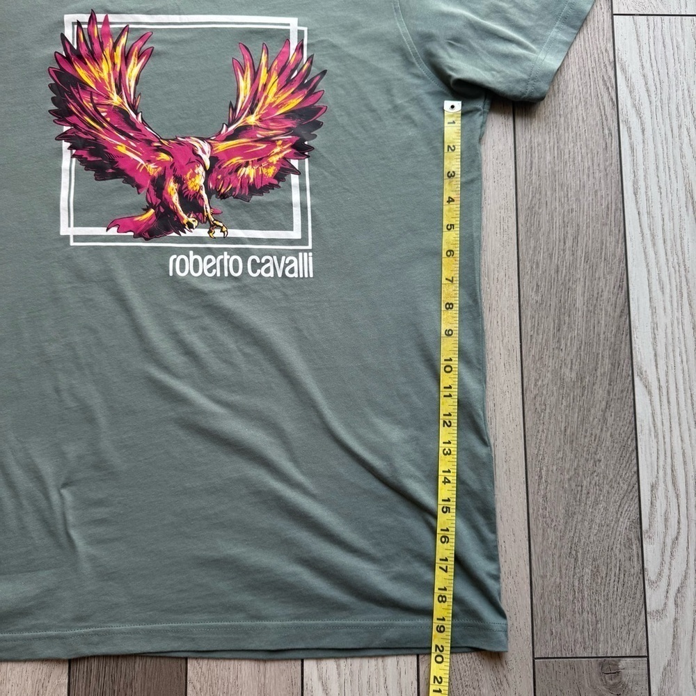 Roberto Cavalli Green and Pink Short Sleeve Tee - Picture 6 of 6